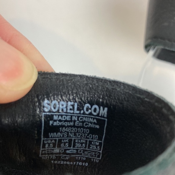 SOREL Nadia Sandal in Black Genuine Leather Size 8.5 Chunky Heel Comfort Gorp - Picture 16 of 16